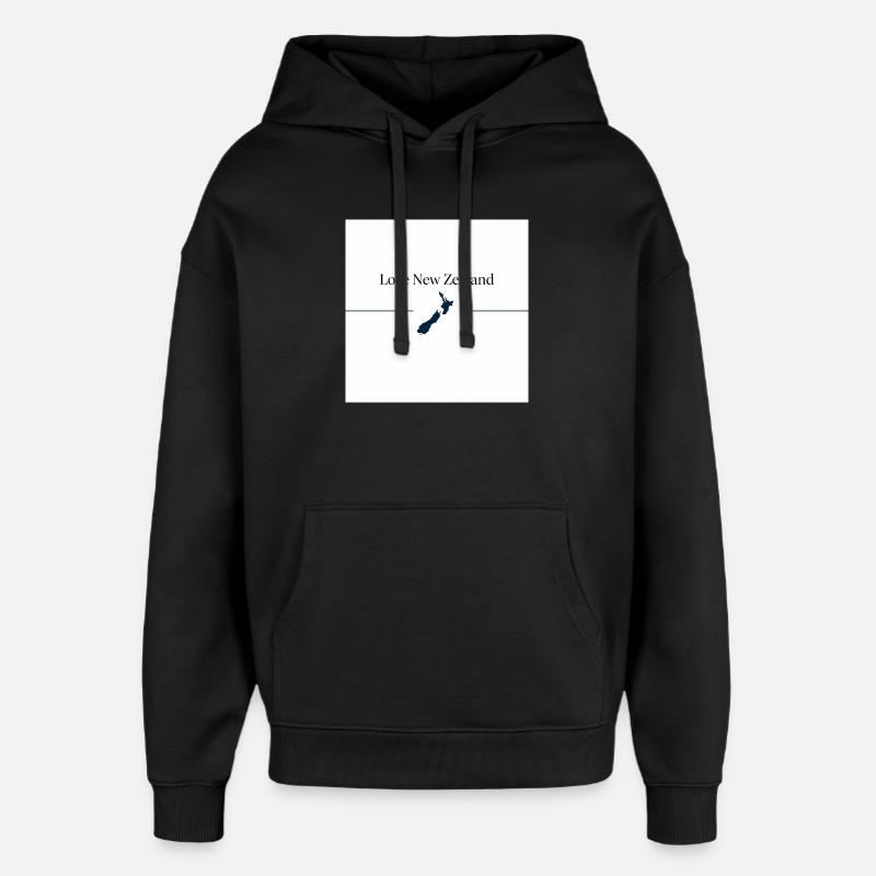 Love New Zealand Silhouette - Sweat à capuche unisexe Stanley/Stella Oversized - noir