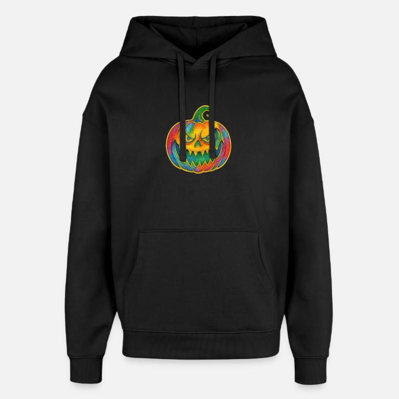 Sourire de citrouille arc-en-ciel - Sweat à capuche unisexe Stanley/Stella Oversized - noir