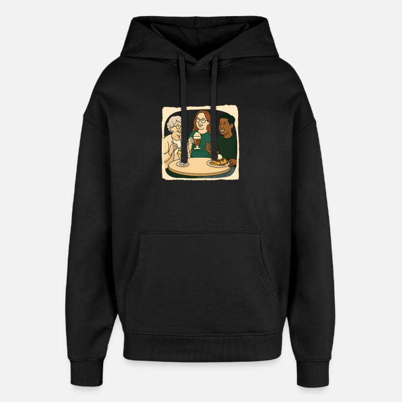 Oma Karin - im Eis Cafe - Oversized Unisex Hoodie by Stanley/Stella - black