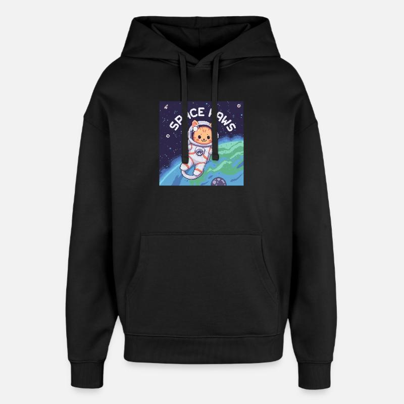 Space Paws – Pixel Cat Astronaut  - Oversized Unisex Hoodie von Stanley/Stella - Schwarz