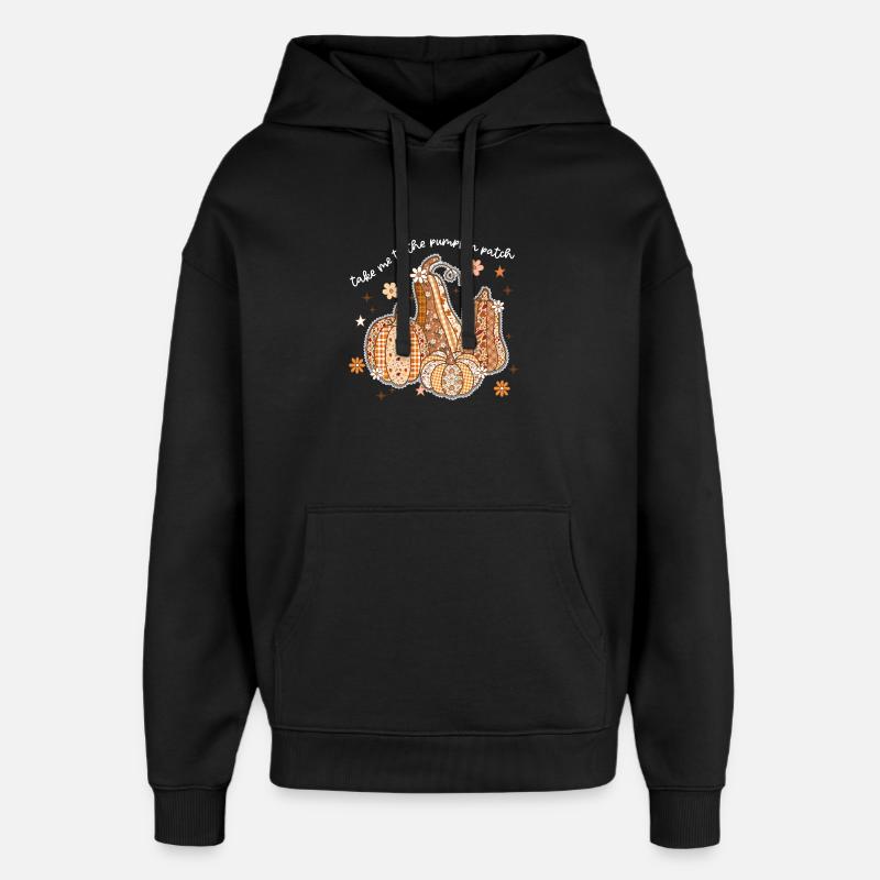 Patchwork Kürbisse Herbstmotiv - Oversized Unisex Hoodie von Stanley/Stella - Schwarz