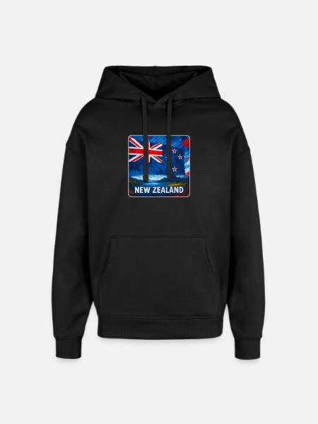 Neuseeland Flaggen Design - Oversized Unisex Hoodie von Stanley/Stella - Schwarz