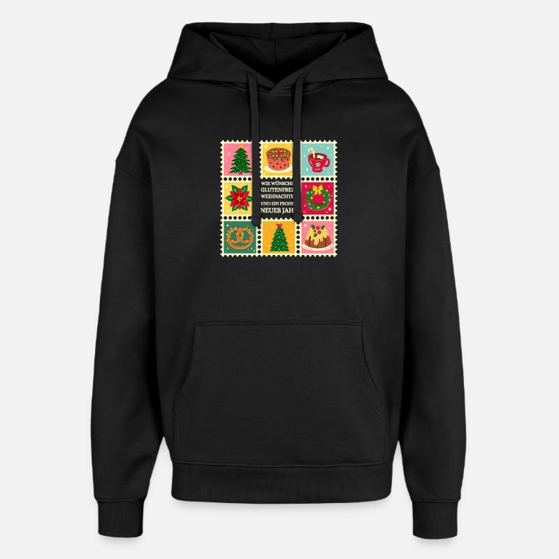 Motifs de Noël sans gluten - Sweat à capuche unisexe Stanley/Stella Oversized - noir