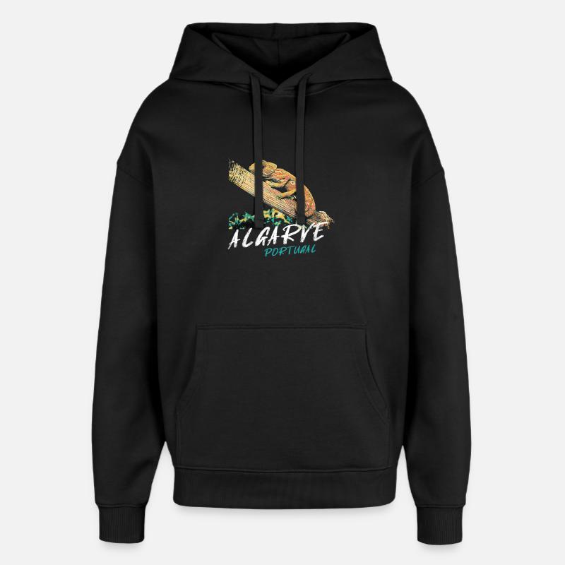 Chamäleon der Algarve bunte Illustration - Oversized Unisex Hoodie von Stanley/Stella - Schwarz