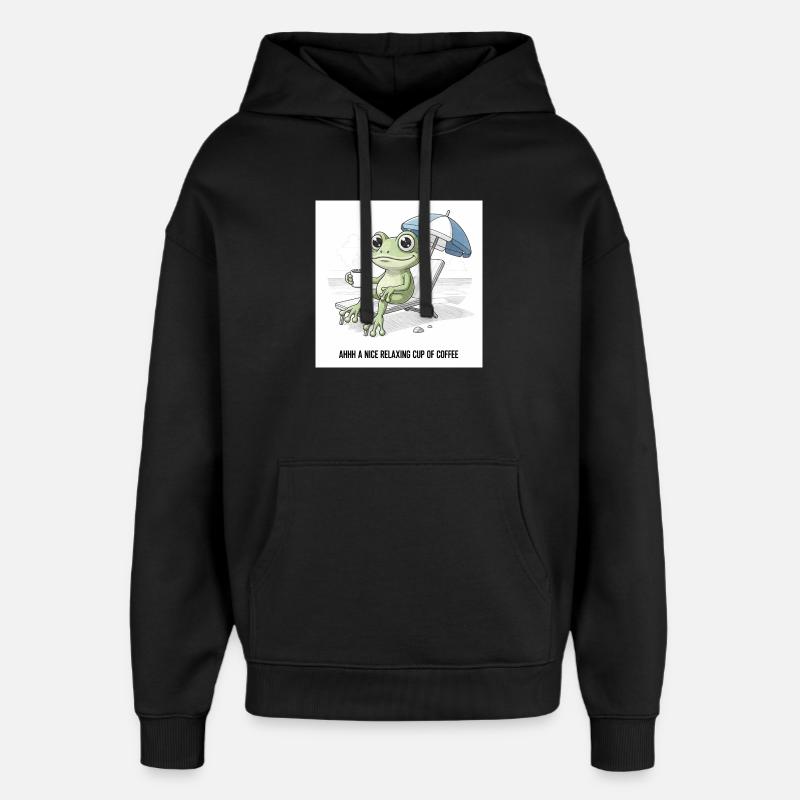 Frog Beach Café Chill - Sweat à capuche unisexe Stanley/Stella Oversized - noir