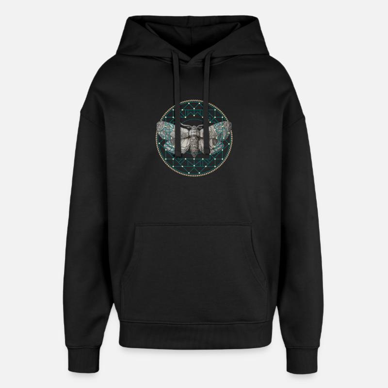 Géométrie sacrée des papillons de nuit - Sweat à capuche unisexe Stanley/Stella Oversized - noir