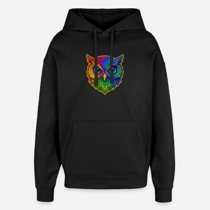 Eule | Waldkauz | Regenbogen Eulenzauber - Oversized Unisex Hoodie von Stanley/Stella - Schwarz
