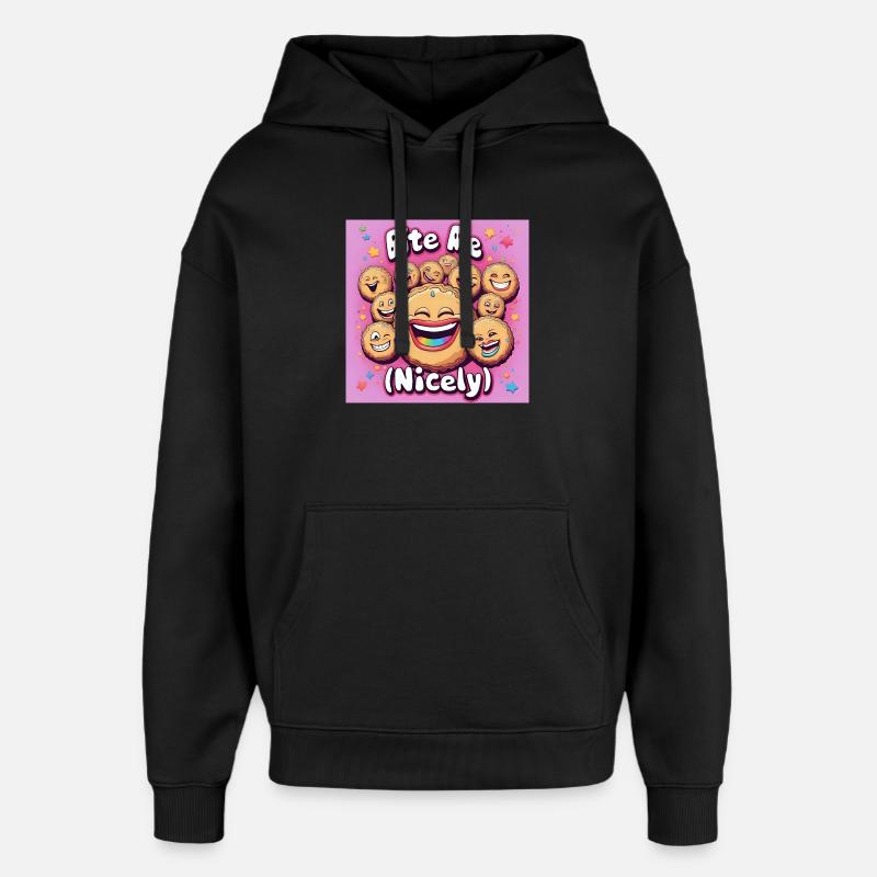 Bite Me Nicely Kekse Lachdesign - Oversized Unisex Hoodie von Stanley/Stella - Schwarz