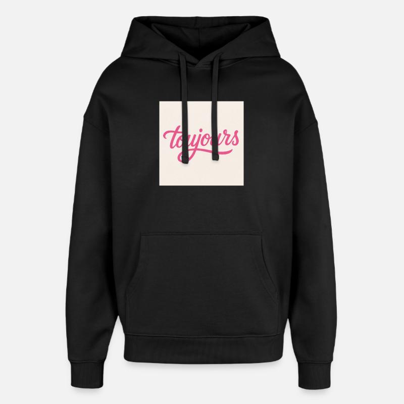Toujours Pink Script - Sweat à capuche unisexe Stanley/Stella Oversized - noir