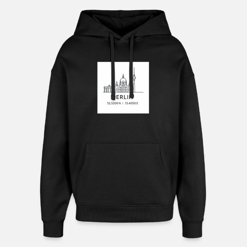 Berlin Line Art Silhouette Landmark - Oversized Unisex Hoodie by Stanley/Stella - black
