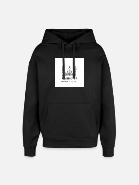 Hanover Line Art Silhouette Landmark - Oversized Unisex Hoodie by Stanley/Stella - black