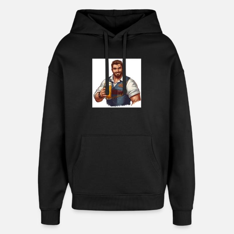 Bierheld im Trachtenlook - Oversized Unisex Hoodie von Stanley/Stella - Schwarz