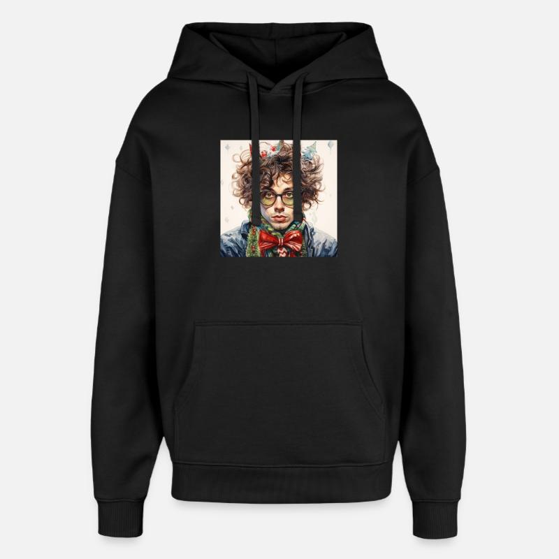 Weihnachtsportrait mit Brille - Oversized Unisex Hoodie von Stanley/Stella - Schwarz