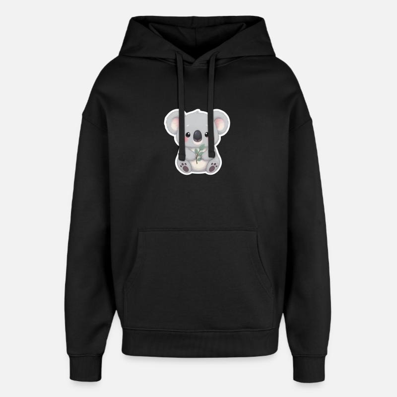 Koala Cutie mit Leaf Embrace - Oversized Unisex Hoodie von Stanley/Stella - Schwarz