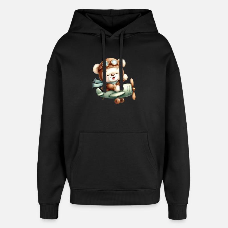 Flieger-Teddy - Oversized Unisex Hoodie von Stanley/Stella - Schwarz