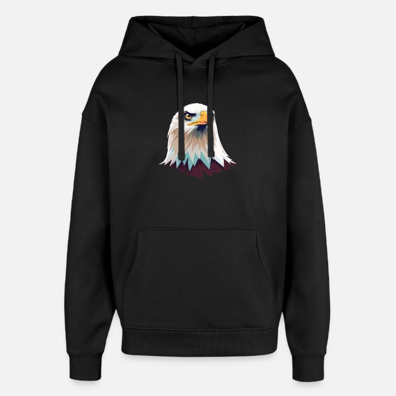 Illustration géométrique de tête d’aigle - Sweat à capuche unisexe Stanley/Stella Oversized - noir