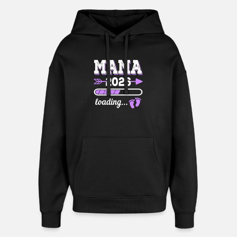 Mama 2026 Loading Schwangerschaft Geschenkidee - Oversized Unisex Hoodie von Stanley/Stella - Schwarz