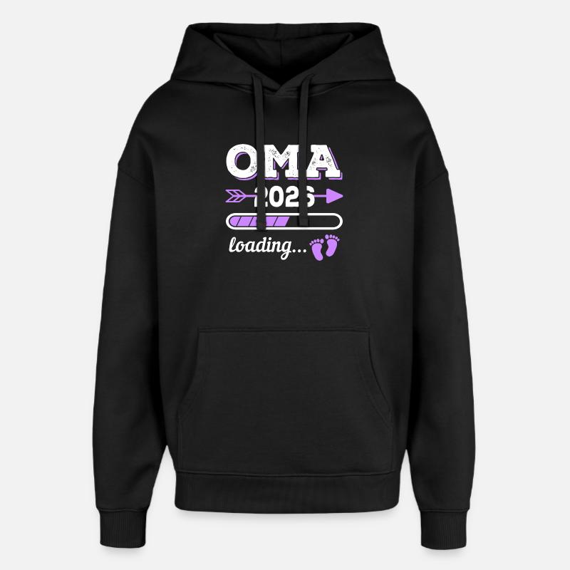 Oma 2026 Loading Schwangerschaft Geschenkidee - Oversized Unisex Hoodie von Stanley/Stella - Schwarz