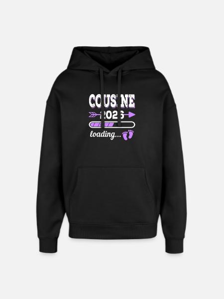Cousine 2026 Loading Schwangerschaft Geschenkidee - Oversized Unisex Hoodie von Stanley/Stella - Schwarz