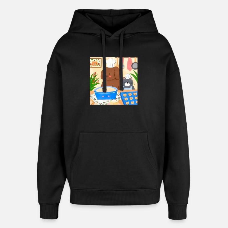 Niedliche Bäcker Illustration - Oversized Unisex Hoodie von Stanley/Stella - Schwarz