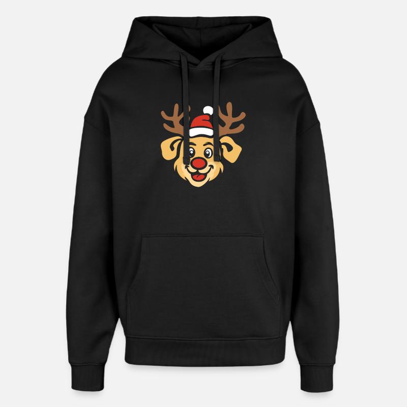 Joyeux Noël chien avec des bois - Sweat à capuche unisexe Stanley/Stella Oversized - noir