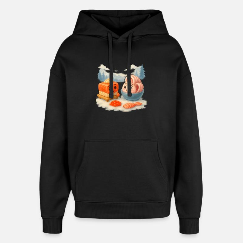 Cousins Stroganina et Sushi - Sweat à capuche unisexe Stanley/Stella Oversized - noir