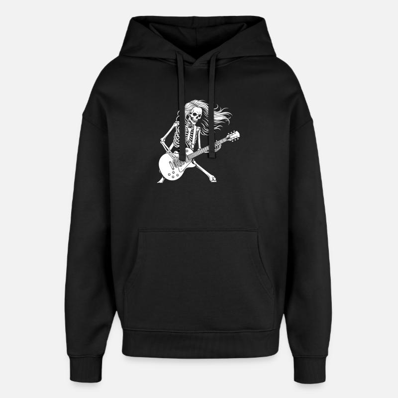Rock Star Skeleton Guitar Playe - Oversized Unisex Hoodie by Stanley/Stella - black