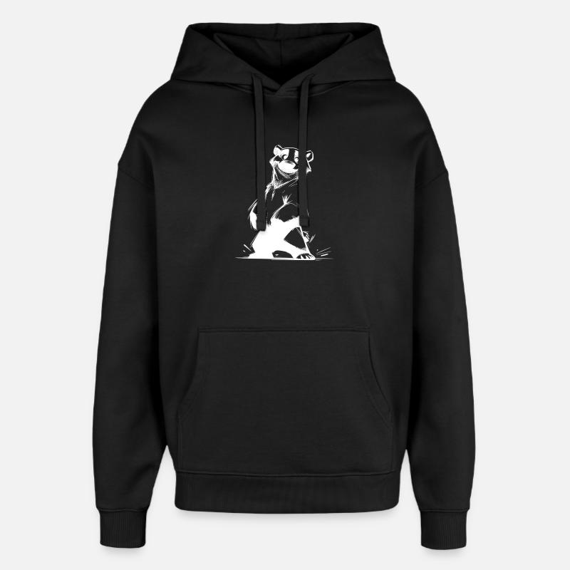 Lächelnder Eisbär Lieblingsmaskottchen Skizze - Oversized Unisex Hoodie von Stanley/Stella - Schwarz