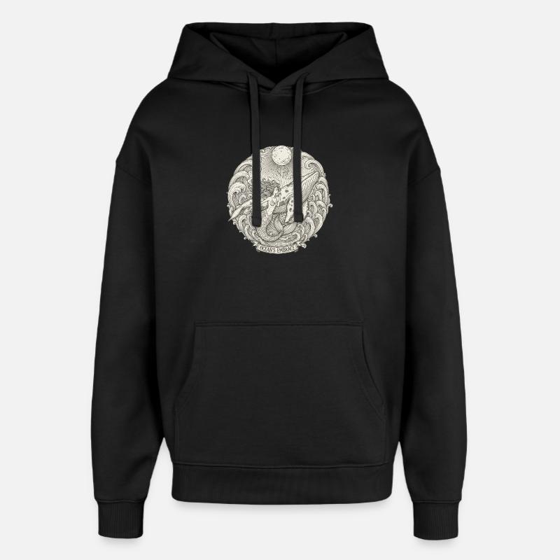 Les sirènes de l’Étreinte océanique - Sweat à capuche unisexe Stanley/Stella Oversized - noir