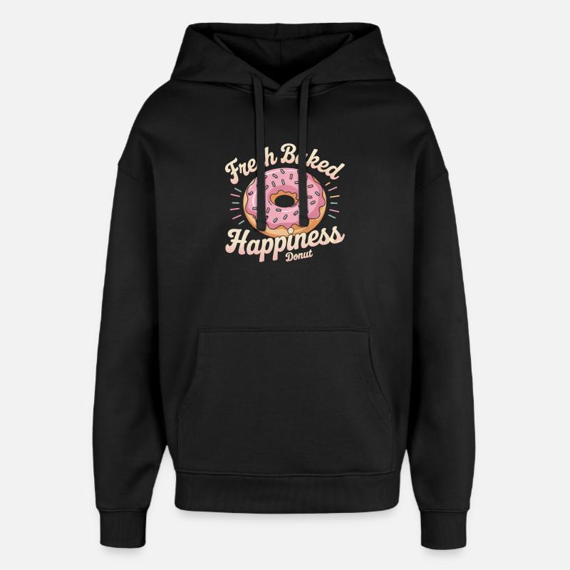 Bonheur fraîchement cuit – Donut - Sweat à capuche unisexe Stanley/Stella Oversized - noir