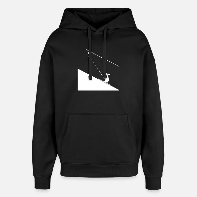 Hare climbing on rope - Oversized Unisex Hoodie by Stanley/Stella - black