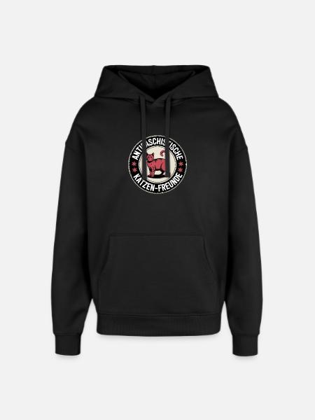 Antifaschistische Katzen Freunde - Gegen Rechts - Oversized Unisex Hoodie von Stanley/Stella - Schwarz