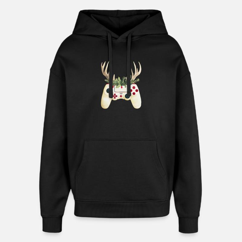 Weihnachtscontroller mit Hirschgeweih - Oversized Unisex Hoodie von Stanley/Stella - Schwarz