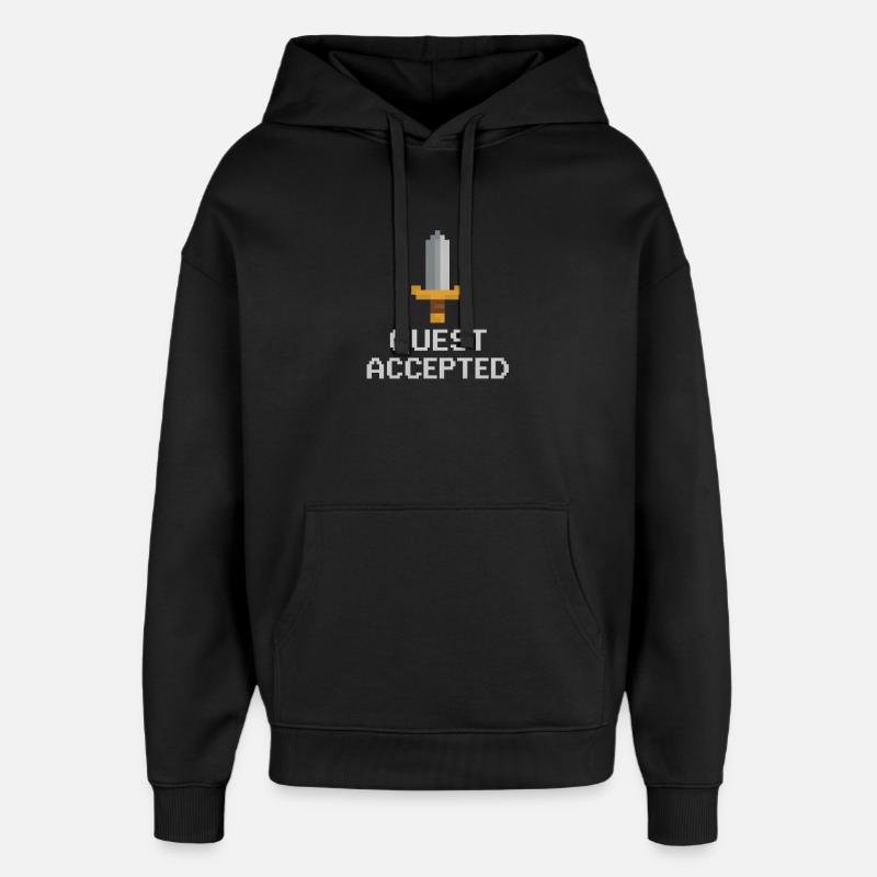 Quest Accepted Pixel Sword - Oversized Unisex Hoodie by Stanley/Stella - black