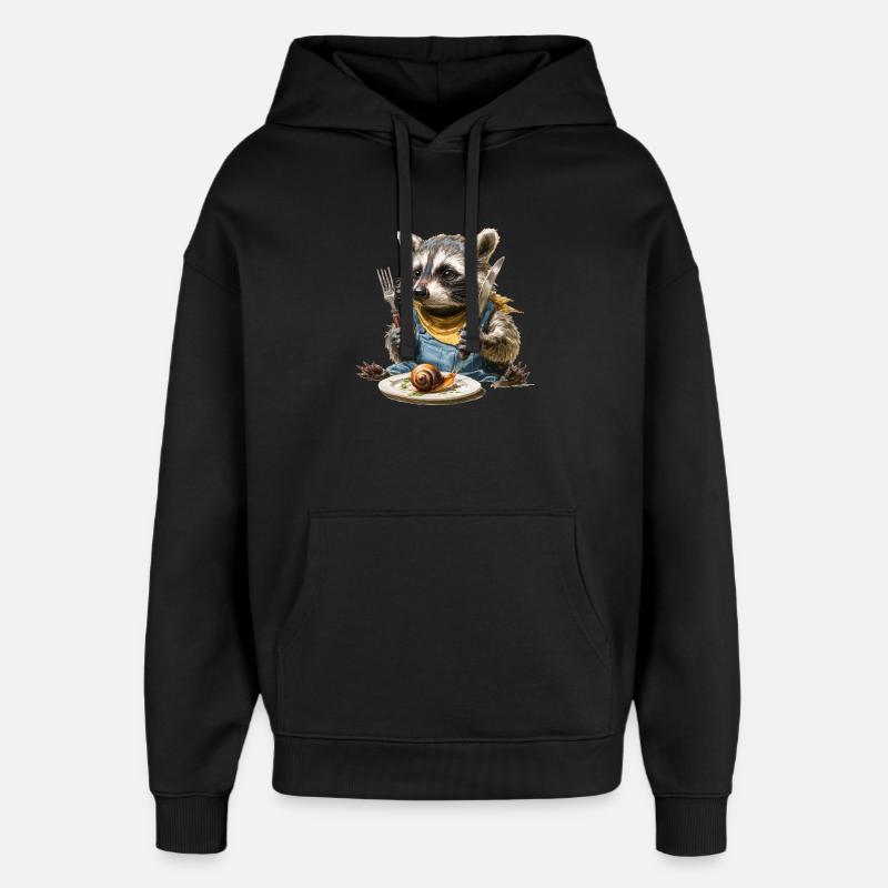 Waschbär-Küchenchef mit Gabel und Messer - Oversized Unisex Hoodie von Stanley/Stella - Schwarz