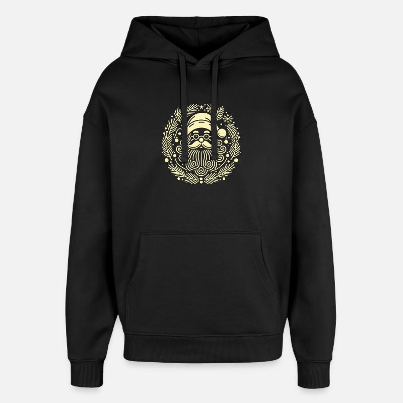 Weihnachts-Weihnachtsillustration des Weihnachtskranzes - Oversized Unisex Hoodie von Stanley/Stella - Schwarz