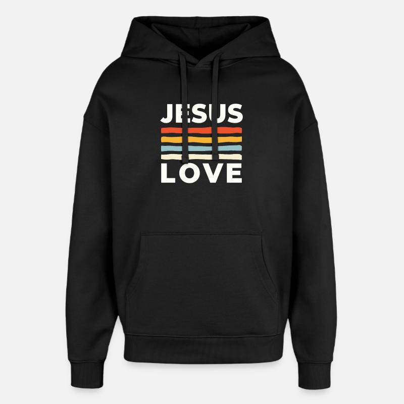 Jésus, avec amour Christliche Nächstenliebe - Sweat à capuche unisexe Stanley/Stella Oversized - noir