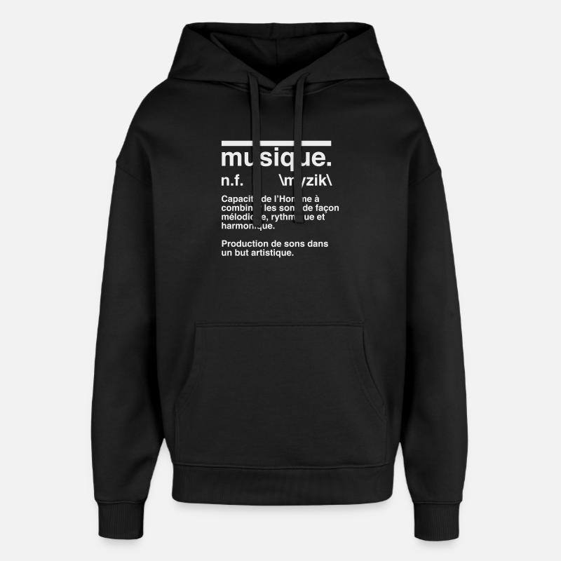 Music Definition Dictionary Style - Oversized Unisex Hoodie by Stanley/Stella - black