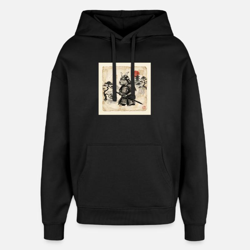 Capybara Samurai Japanese Warrior - Oversized Unisex Hoodie by Stanley/Stella - black