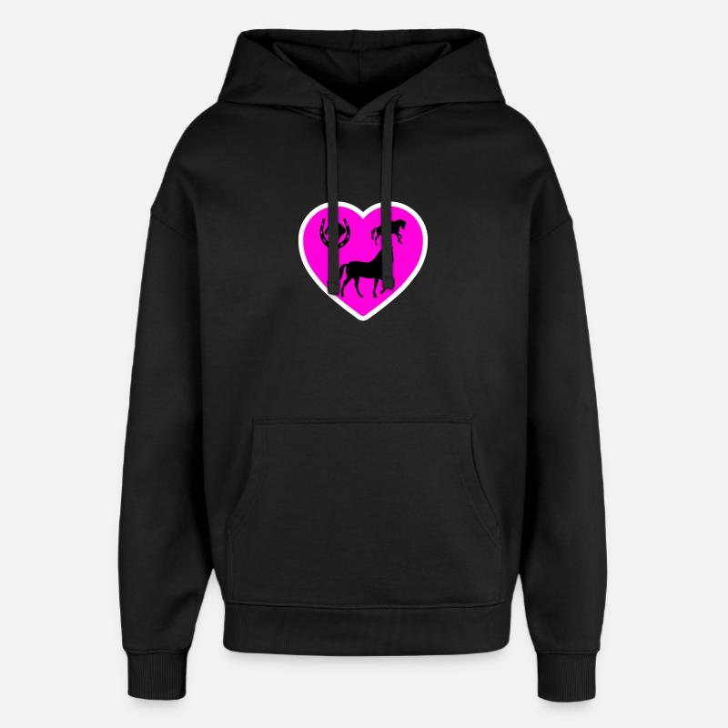 Chevaux - Sweat à capuche unisexe Stanley/Stella Oversized - noir