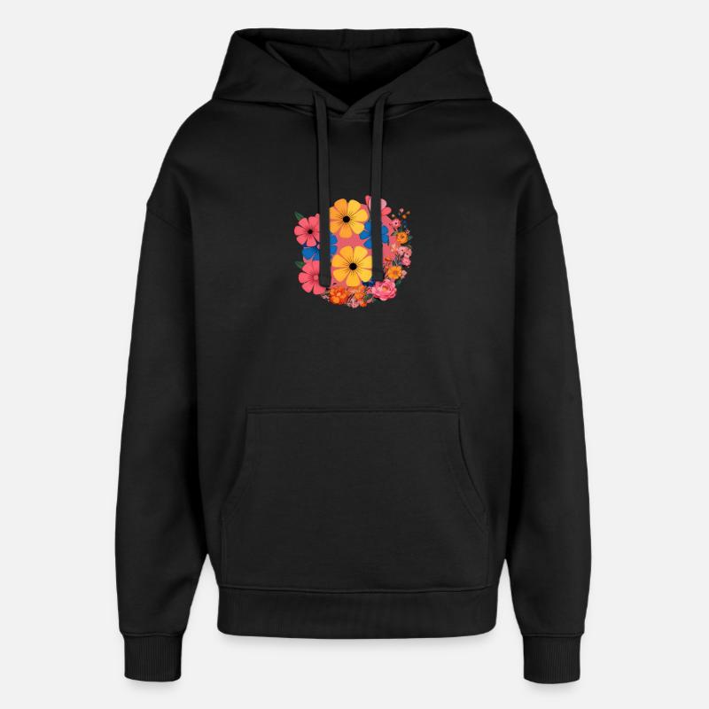 Des fleurs dans la pop rétro - Sweat à capuche unisexe Stanley/Stella Oversized - noir