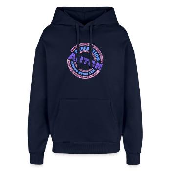 Anton - Oversized Unisex Hoodie von Stanley/Stella - Navy - Vorne - AI Model Female 172 light (172cm) & AI Model Male 185 light (185cm)