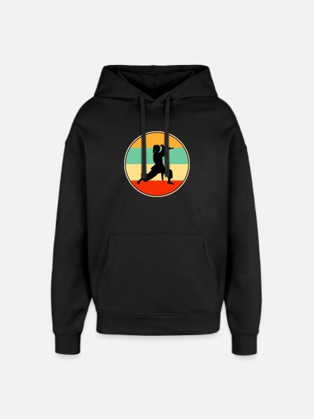 Vintage Female Karate Player Martial Arts Retro - Oversized Unisex Hoodie by Stanley/Stella - black