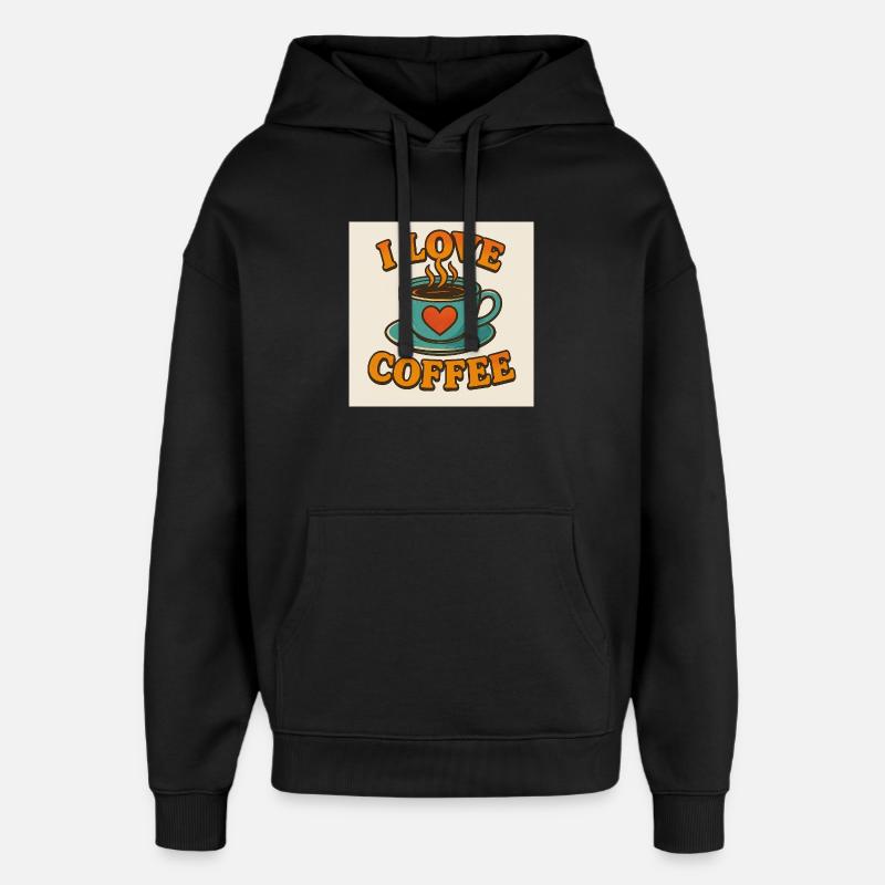 Tasse d’amour au café - Sweat à capuche unisexe Stanley/Stella Oversized - noir