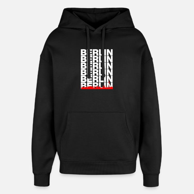 SKYLINE DE BERLIN, AMBIANCE CAPITALE ! MUR - Sweat à capuche unisexe Stanley/Stella Oversized - noir