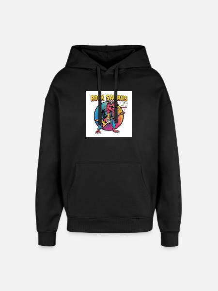 Rock Saurus Guitar Hero - Oversized Unisex Hoodie by Stanley/Stella - black