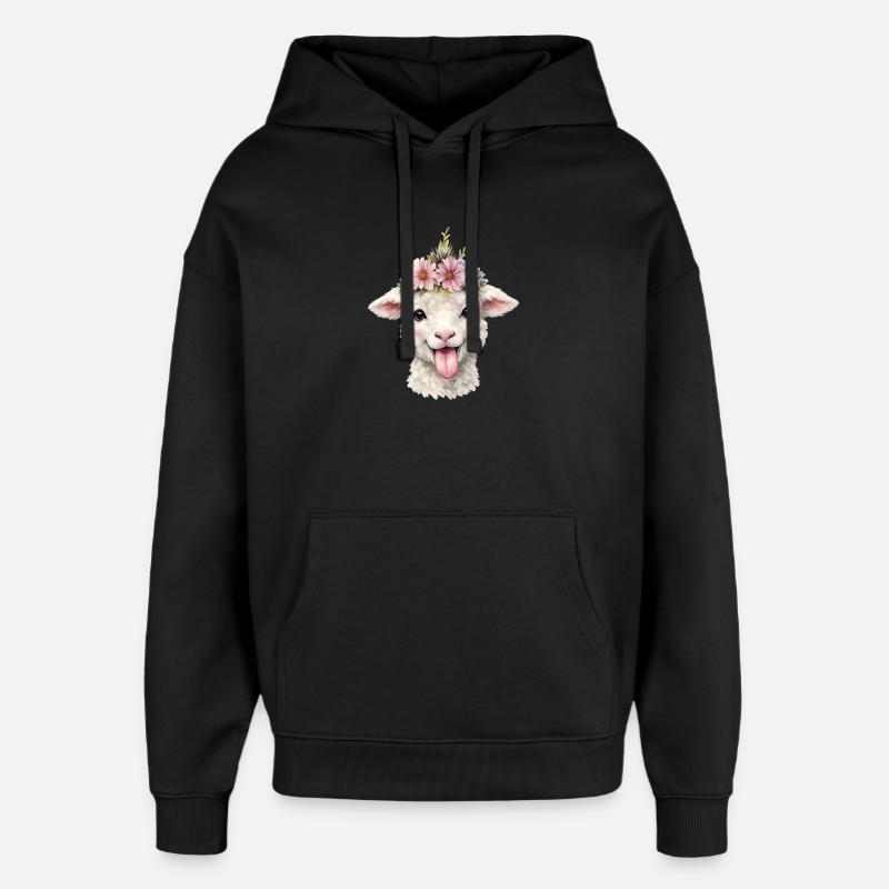 Couronne de fleurs de mouton joyeuse - Sweat à capuche unisexe Stanley/Stella Oversized - noir