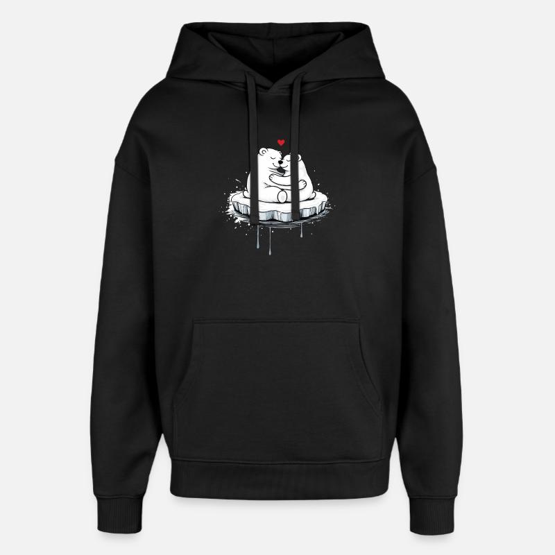 Zwei kuschelnde Eisbären auf Eisscholle - Oversized Unisex Hoodie von Stanley/Stella - Schwarz