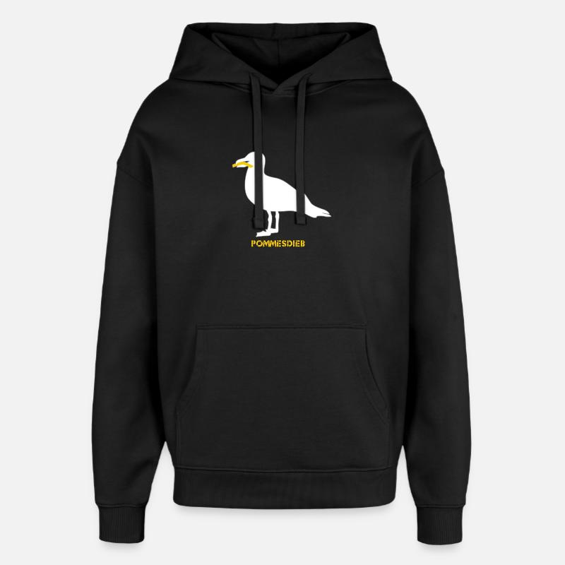 Frites Mouette Voleuse - Blanc - Sweat à capuche unisexe Stanley/Stella Oversized - noir