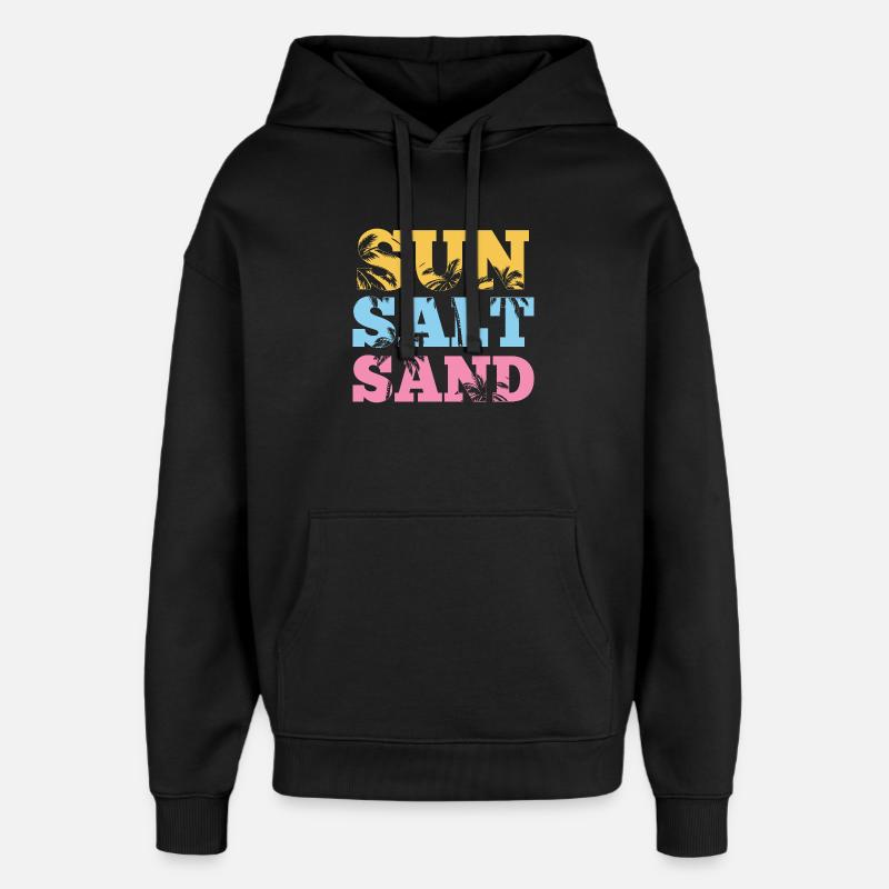 Été - Soleil, sel et sable - Sweat à capuche unisexe Stanley/Stella Oversized - noir